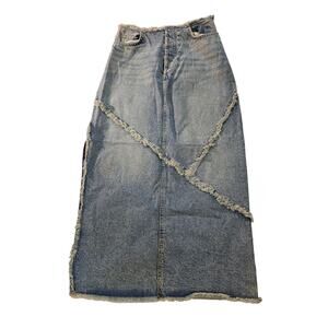 Rita Ora x Primark Long Denim Skirt Women’s Size 4 Raw Hem